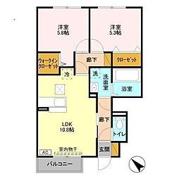 JR鹿島線 鹿島神宮駅 バス51分 知手東下車 徒歩7分の賃貸アパート 1階2LDKの間取り