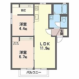 ルミエール 1階2LDKの間取り