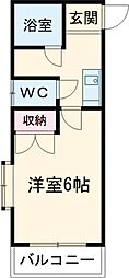 プライムハイツ 4階1Kの間取り