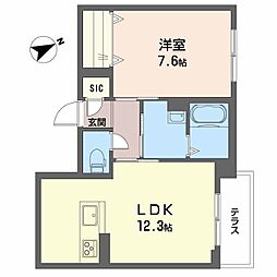 JR福知山線 福知山駅 徒歩18分の賃貸マンション 1階1LDKの間取り