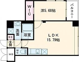 プレジオ長田 5階1LDKの間取り