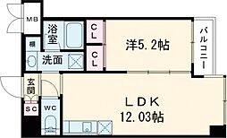Osaka Metro中央線 長田駅 徒歩5分の賃貸マンション 8階1LDKの間取り