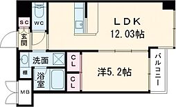 Osaka Metro中央線 長田駅 徒歩5分の賃貸マンション 6階1LDKの間取り