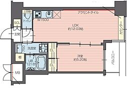 Osaka Metro中央線 長田駅 徒歩5分の賃貸マンション 7階1LDKの間取り