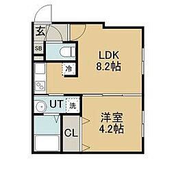 REN FORTO豊平 1階1LDKの間取り