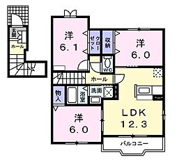 シリアス21Ａ棟 2階3LDKの間取り