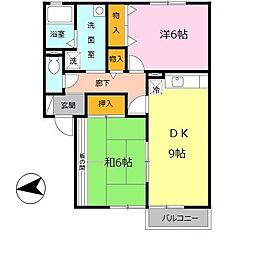メゾンベイリーフ 1階2DKの間取り