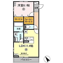 D-ROOM柊 210 2階1LDKの間取り