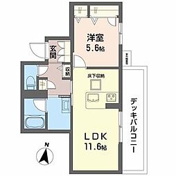 クオレール　はな 101 1階1LDKの間取り