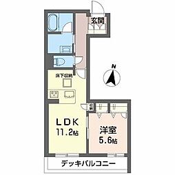 クオレール　はな 103 1階1LDKの間取り