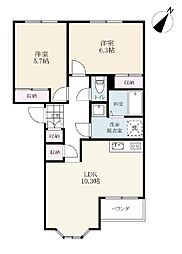 SUNヒルズ 2階2LDKの間取り