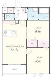 Ｓｔａｄｔ　Ｎｅｒｉｍａ−ｋａｓｕｇａｃｈｏ（シュタット練馬 1階2LDKの間取り