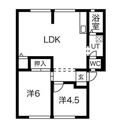 東武伊勢崎線 茂林寺前駅 徒歩25分の賃貸アパート 1階2LDKの間取り