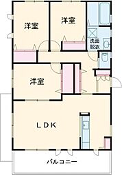 あきる野市野辺住宅 2階3LDKの間取り