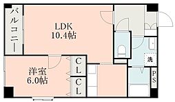 熊本市電A系統 田崎橋駅 徒歩7分の賃貸マンション 8階1LDKの間取り