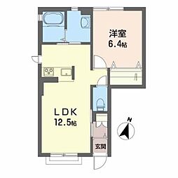 シャーメゾンタウン八重田Ａ 1階1LDKの間取り