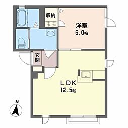 シャーメゾン　ユウ 1階1LDKの間取り