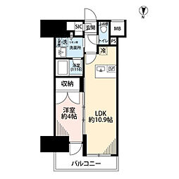 プレール・ドゥーク亀戸VI 11階1LDKの間取り