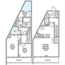 ルフォンリヴェント杉並永福 地下1階2SLDKの間取り