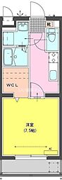 ユーミー田中町 4階1Kの間取り