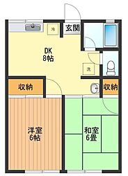 シティハイムナカノ 2階2DKの間取り