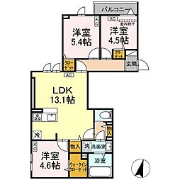 セレスティア江戸川II 201 2階3LDKの間取り