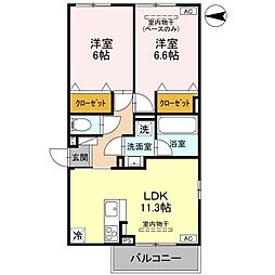 DR相木CORAZON 2階2LDKの間取り