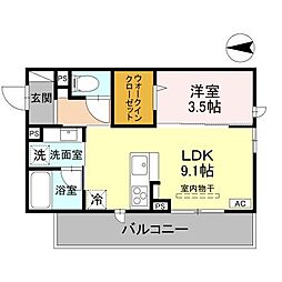 DR相木COEUR 303 3階1LDKの間取り