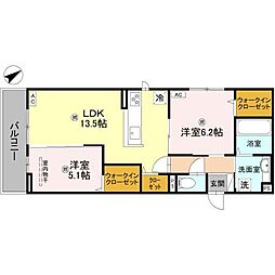 パサログランデ永代町 3階2LDKの間取り