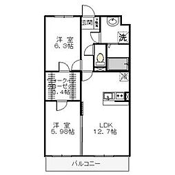 パレスマンション7 2LDKの間取図画像