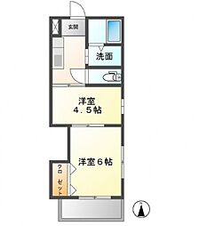 バルヴェール・N 1階2Kの間取り