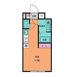 グランイニシオ徳川 3階ワンルームの間取り