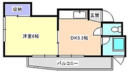 北神ビル 303 3階1DKの間取り