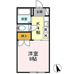 ファミリオII 1階1Kの間取り