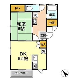 クレメンティア　Ｂ 2階1DKの間取り