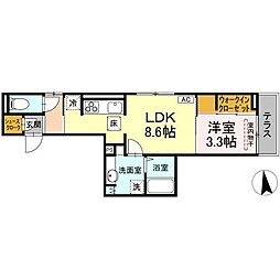 アトラエンテ 1階1LDKの間取り