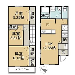 リーブルファイン長太旭町四丁目III 1階3LDKの間取り