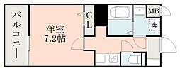 熊本市電A系統 国府駅 徒歩5分の賃貸マンション 7階1Kの間取り