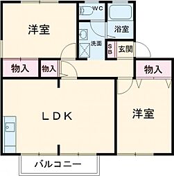 シェーンヴィラＡ 1階2LDKの間取り