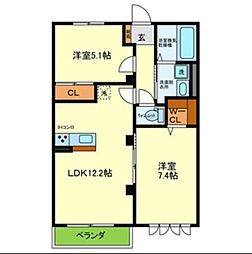 明石市大久保町大窪アパート 2LDKの間取図画像
