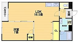 第31長栄コーポきぬもと 1階1LDKの間取り