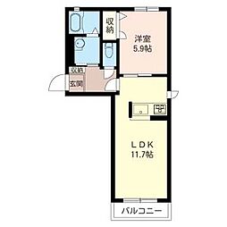 トップグリーンヒルズＡ 1階1LDKの間取り