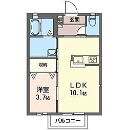 JR高崎線 高崎駅 徒歩32分の賃貸アパート 2階1LDKの間取り