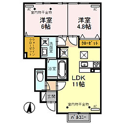 Ｆ．　フォーナ 1階2LDKの間取り