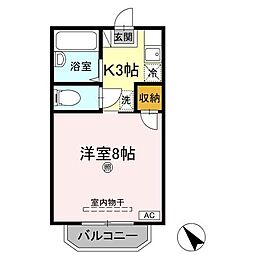 ライブ30 2階1Kの間取り