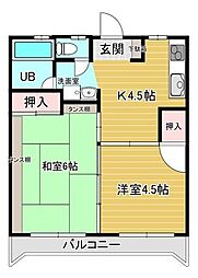 ユートピア小船越 5階2Kの間取り