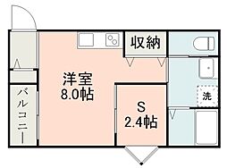 熊本電気鉄道 堀川駅 徒歩4分の賃貸アパート 1階ワンルームの間取り