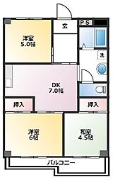 第3山崎マンション 2階3DKの間取り