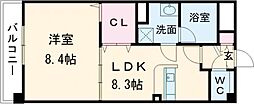 セラコート本山 4階1LDKの間取り