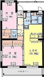 （仮称）日向・新生町YMマンション 4階2LDKの間取り